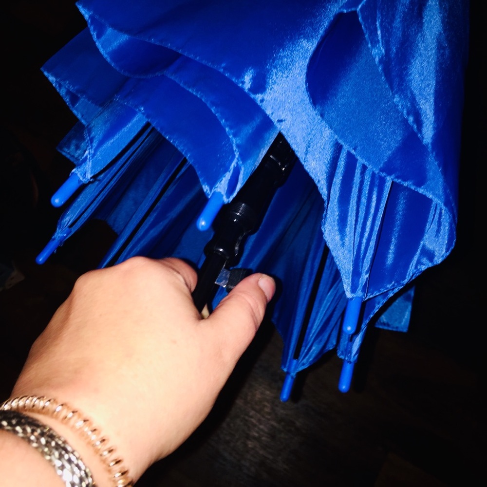 NEW IMPLIVA CANE HANDLE AUTO OPEN BLUE UMBRELLA - Picture 6 of 11